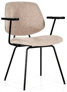 Krzesło z metalowymi podłokietnikami beżowe 62x82 cm – obraz-1