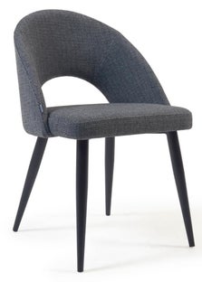 Krzesło tapicerowane szare nogi czarne metalowe 46x50 cm – obraz-1