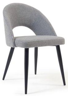 Krzesło tapicerowane jasno szare nogi czarne metalowe 46x50 cm – obraz-1