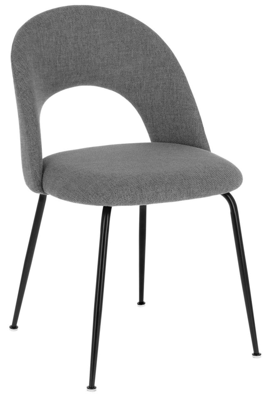 Krzesło tapicerowane jasno szare nogi czarne metalowe 51x52 cm – obraz-1