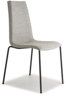 Krzesło tapicerowane jasno szare nogi antracyt metalowe 48x52 cm – obraz-1