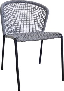 Krzesło sznurkowe szare nogi czarne metalowe 55x57 cm – obraz-1