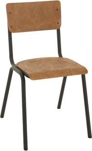 Krzesło metalowe z czarnymi nogami z drewnianym siedziskiem i oparciem 52x82 cm – obraz-1