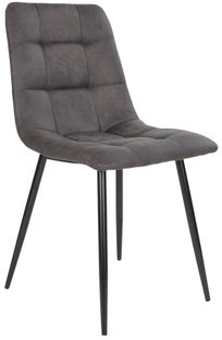 Krzesło tapicerowane mikrofibra szare nogi czarne metalowe 44x55 cm – grafika-1.