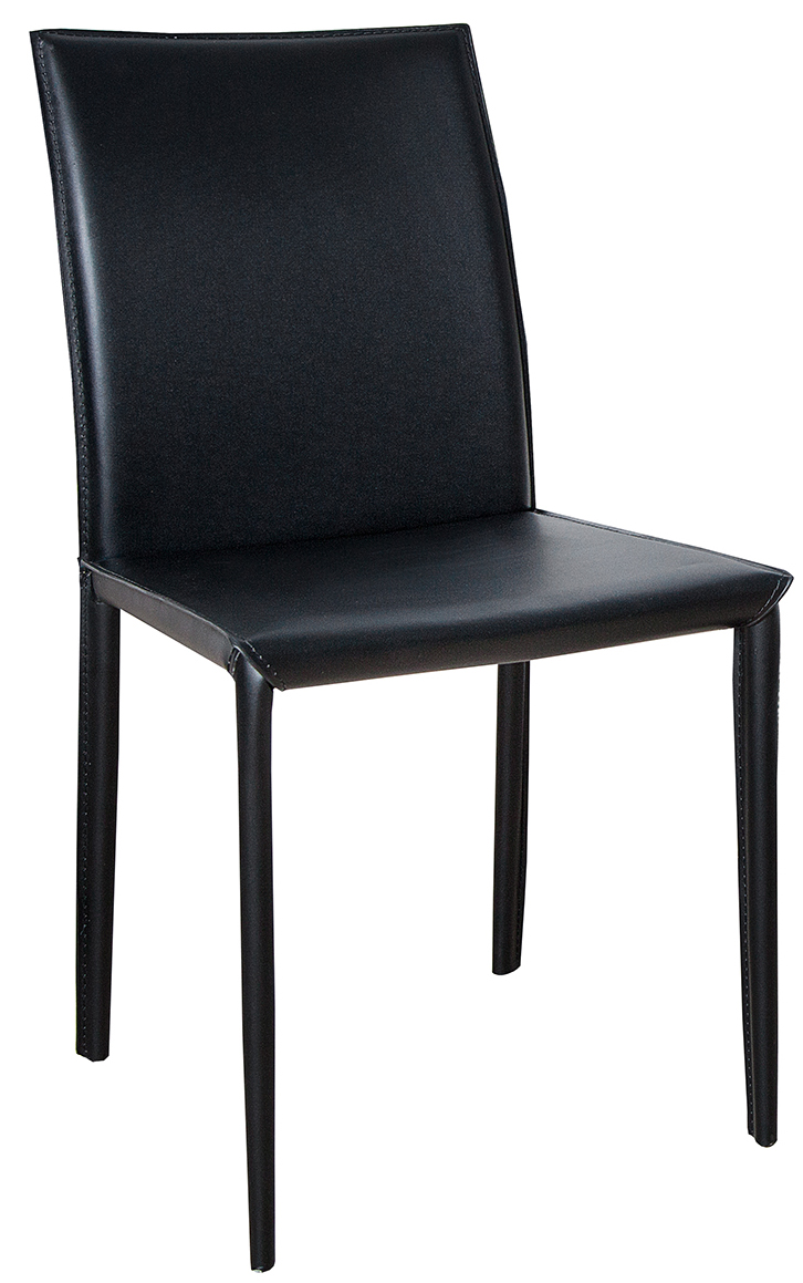 Krzesło Akamiro 45x90 cm czarne - skóra regenerowana – obraz-1
