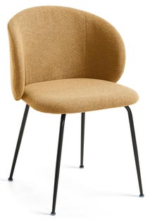 Krzesło tapicerowane żółte nogi czarne metalowe 57x56 cm – obraz-1