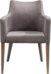 Krzesło welurowe z podłokietnikami tapicerowane szare nogi drewno bukowe 58x67 cm – obraz-1