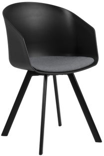 Krzesło z tworzywa sztucznego i tapicerowanym siedziskiem czarno-szare – obraz-1