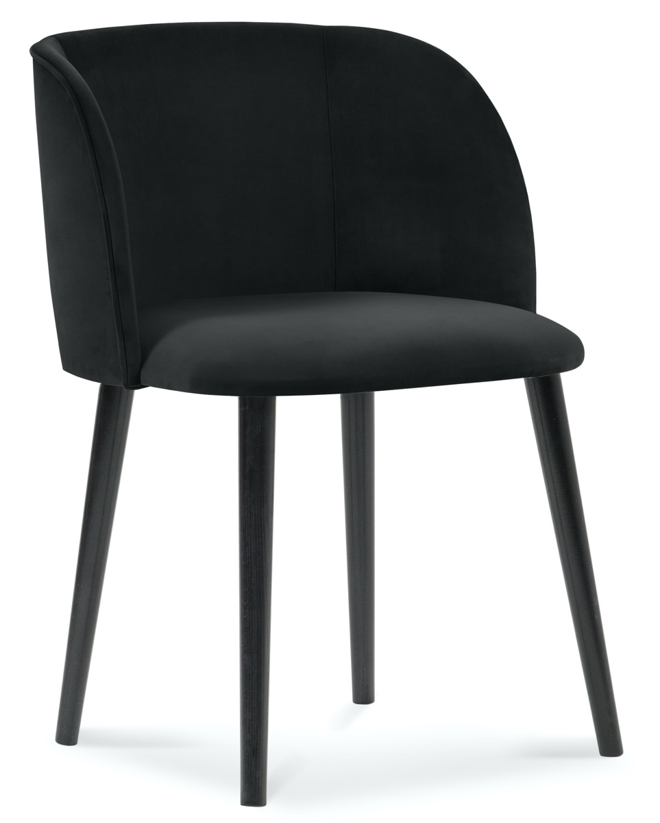 Krzesło welurowe tapicerowane czarne nogi drewniane czarne 55x56 cm – obraz-1