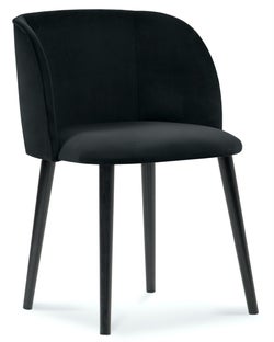 Krzesło welurowe tapicerowane czarne nogi drewniane czarne 55x56 cm – obraz-1