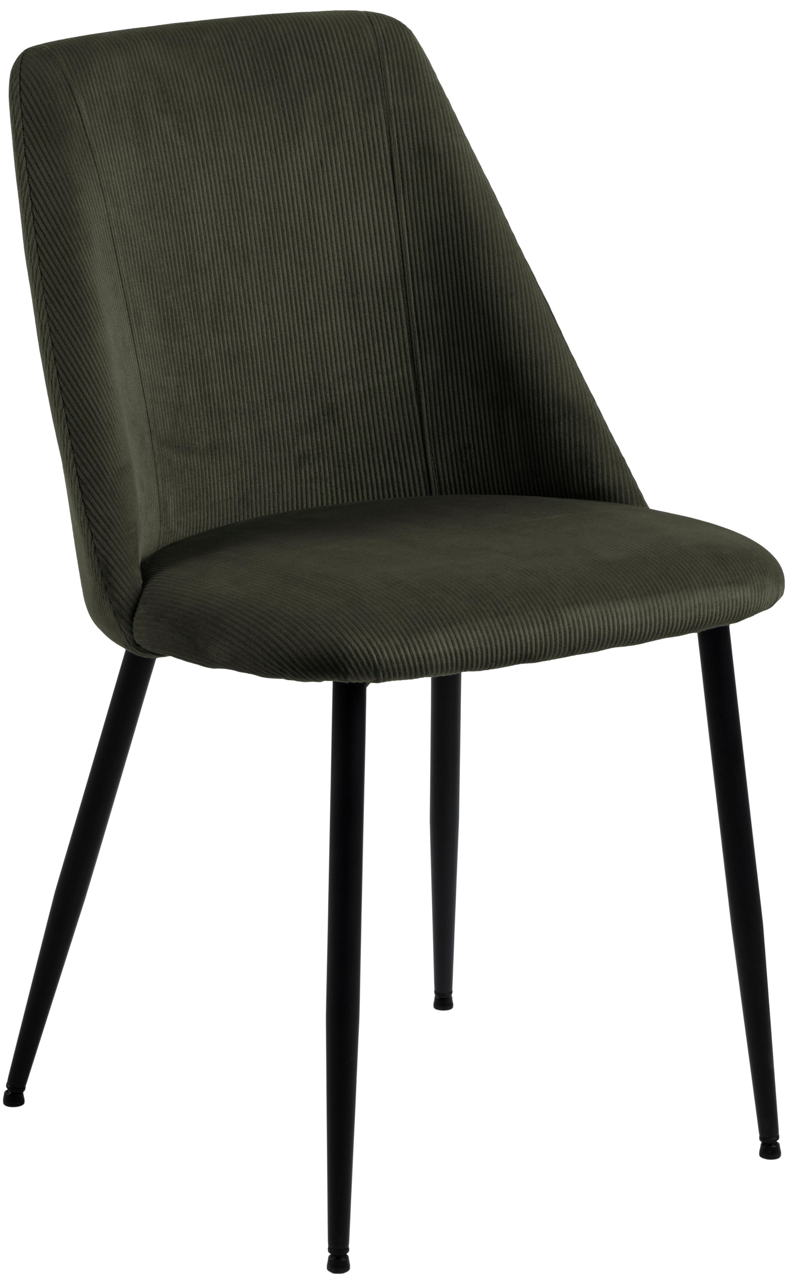 Krzesło sztruksowe ciemnozielone 49 x 84 cm nogi czarne – obraz-1