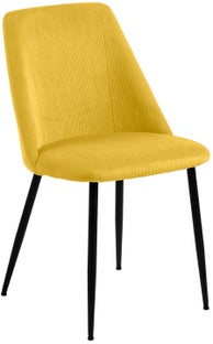 Krzesło sztruksowe żółte nogi czarne 49x84 cm – obraz-1