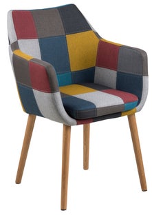 Krzesło do jadalni patchwork kolorowe nogi drewniane – obraz-1