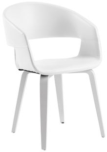 Krzesło Nova 51x78 cm białe ekoskóra nogi fornir topola/brzoza – obraz-1