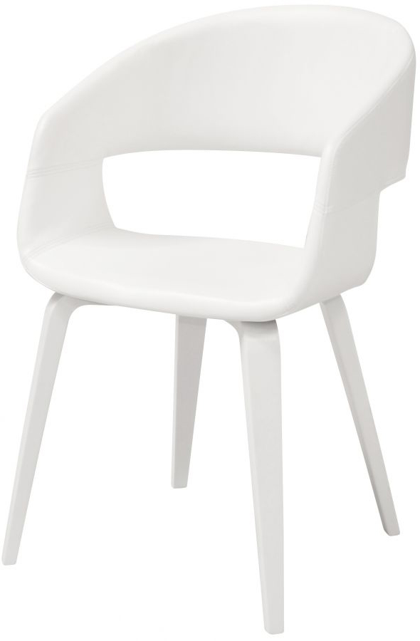 Krzesło Nova 51x78 cm białe ekoskóra nogi fornir topola/dąb – obraz-1