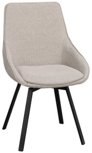 Krzesło obrotowe tapicerowane beżowe nogi czarne metalowe 51x57 cm – obraz-1