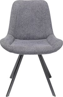 Krzesło obrotowe tapicerowane szare nogi czarne metalowe 57x63 cm – obraz-1