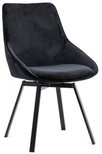 Krzesło obrotowe tapicerowane czarne nogi czarne metalowe 51x59 cm – obraz-1