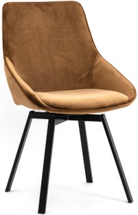 Krzesło obrotowe tapicerowane brązowe nogi czarne metalowe 51x59 cm – obraz-1