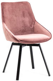 Krzesło obrotowe tapicerowane różowe nogi czarne metalowe 51x59 cm – obraz-1