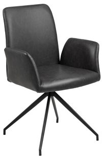 Krzesło obrotowe z podłokietnikami z eko skóry w czarnym kolorze – grafika-1.