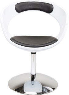 Krzesło obrotowe z tworzywa sztucznego białe siedzisko eko skóra czarne noga srebrna 63x58 cm – obraz-1