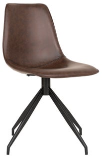 Krzesło obrotowe tapicerka ekoskóra PU brązowa nogi czarne 48x86 cm – grafika-1.