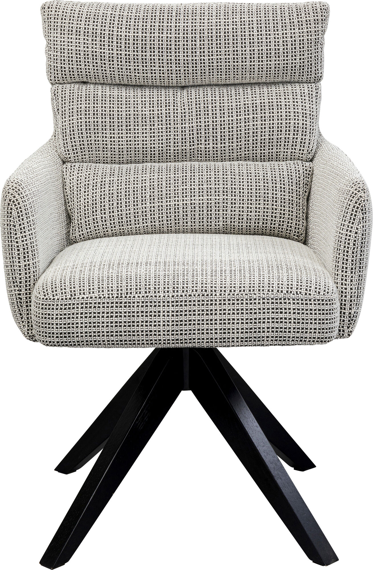 Krzesło obrotowe tapicerowane szare z podłokietnikami nogi czarne drewniane 59x89 cm – obraz-1