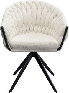 Krzesło obrotowe z podłokietnikami białe nogi czarne ze stali 62x78 cm – obraz-1