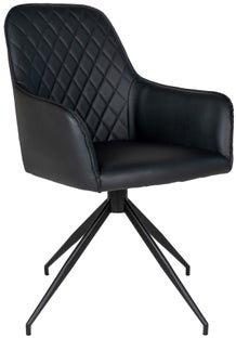 Krzesło obrotowe z podłokietnikami eko skóra czarne nogi czarne metalowe 56x57 cm – grafika-1.