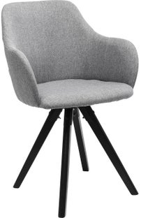 Krzesło obrotowe z podłokietnikami tapicerowane szare nogi drewniane czarne 62x70 cm Outlet – obraz-1