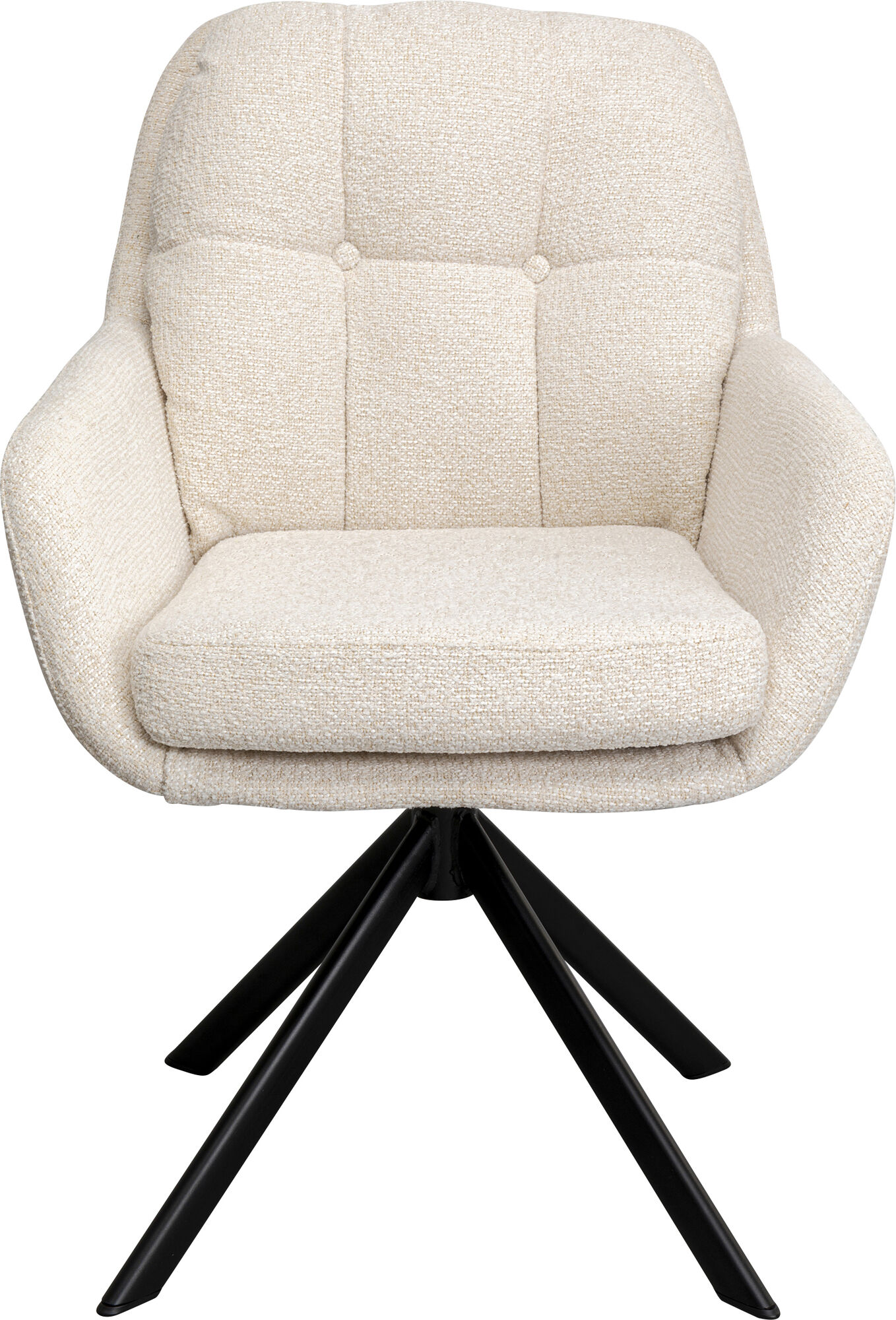 Krzesło obrotowe z podłokietnikami pikowane beżowe nogi czarne stalowe 69x87 cm – obraz-1