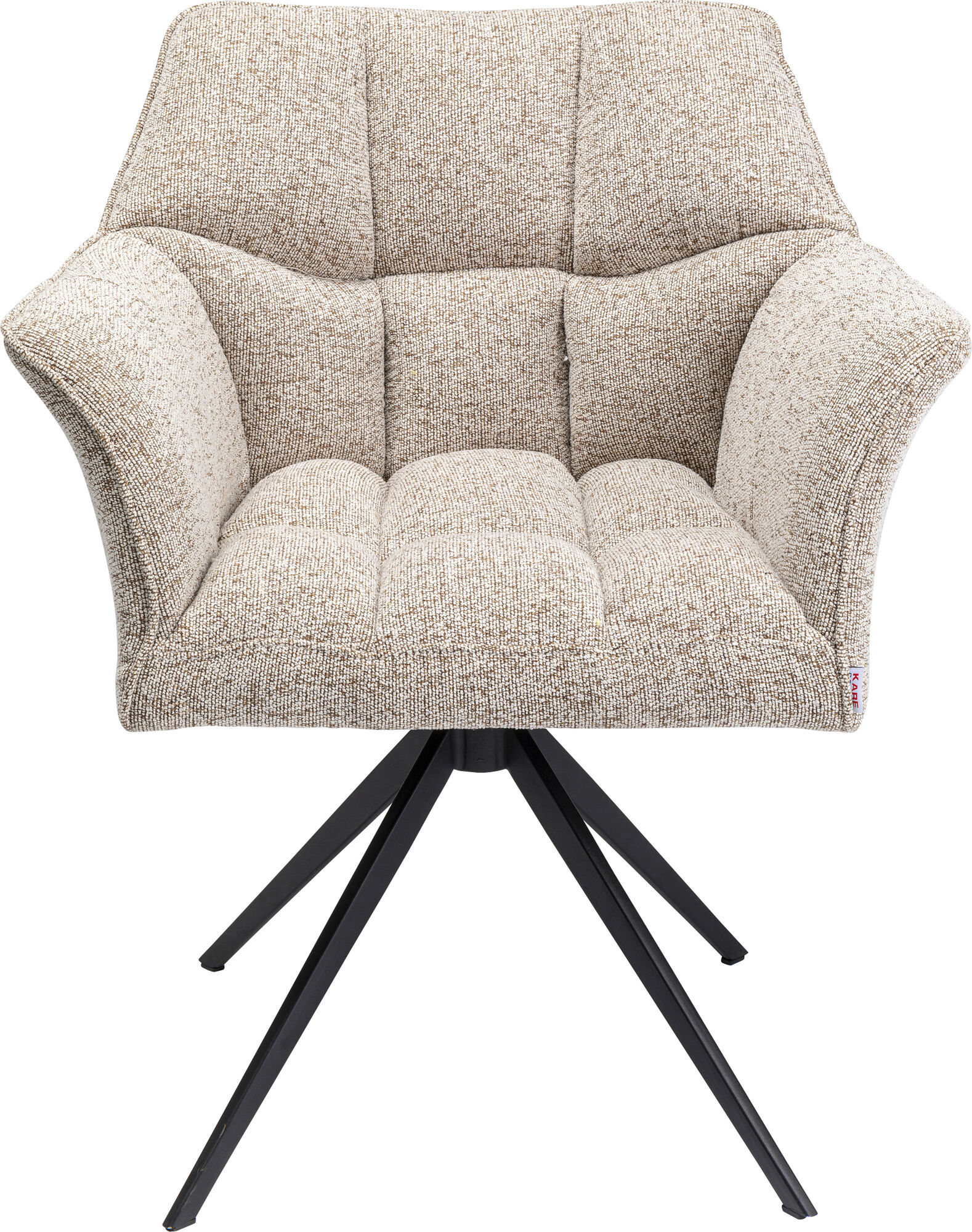 Silla giratoria con reposabrazos tapizado beige patas negro 66x84 cm – Imagen-1.