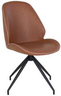 Krzesło obrotowe z przeszyciami tapicerka ekoskóra PU brązowa nogi czarne 50x88 cm – grafika-1.