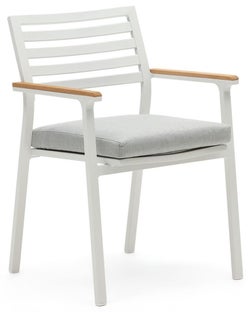 Krzesło ogrodowe aluminiowe białe - siedzisko poliester szare 57x83 cm – obraz-1