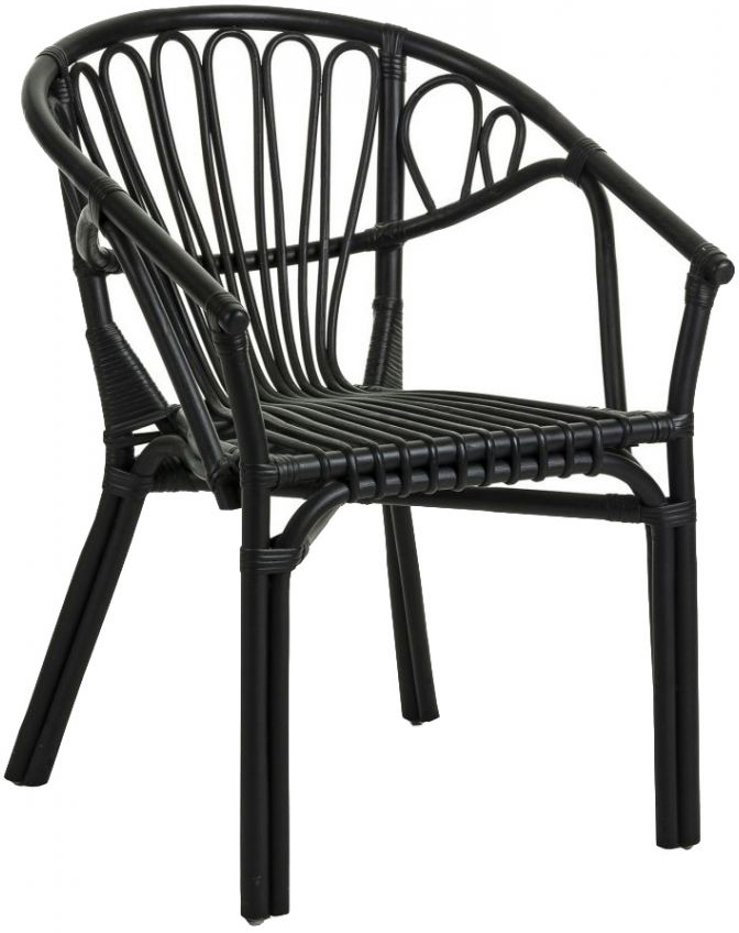 Krzesło ogrodowe z podłokietnikami rattanowe czarne – obraz-1