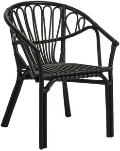 Krzesło ogrodowe z podłokietnikami rattanowe czarne – obraz-1