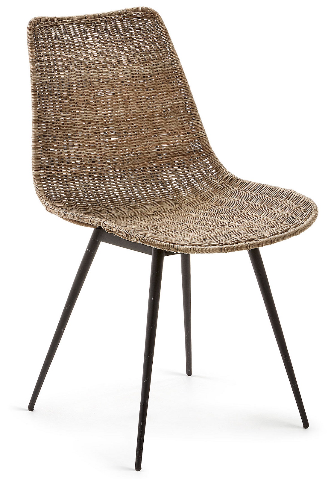 Krzesło do salonu rattanowe nogi czarne  – obraz-1