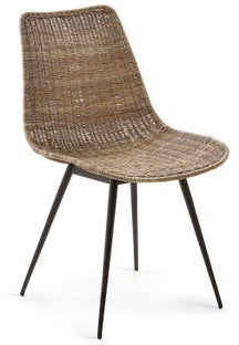 Krzesło do salonu rattanowe nogi czarne – obraz-1