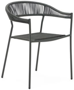 Krzesło ogrodowe technorattan - rama metalowa szare 57x76 cm – obraz-1