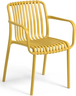 Krzesło ogrodowe z tworzywa sztucznego z podłokietnikami żółte – obraz-1