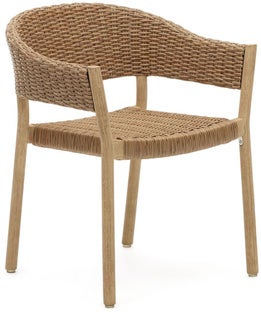 Krzesło ogrodowe technorattan - rama drewno eukaliptusowe naturalne 63x76 cm – obraz-1