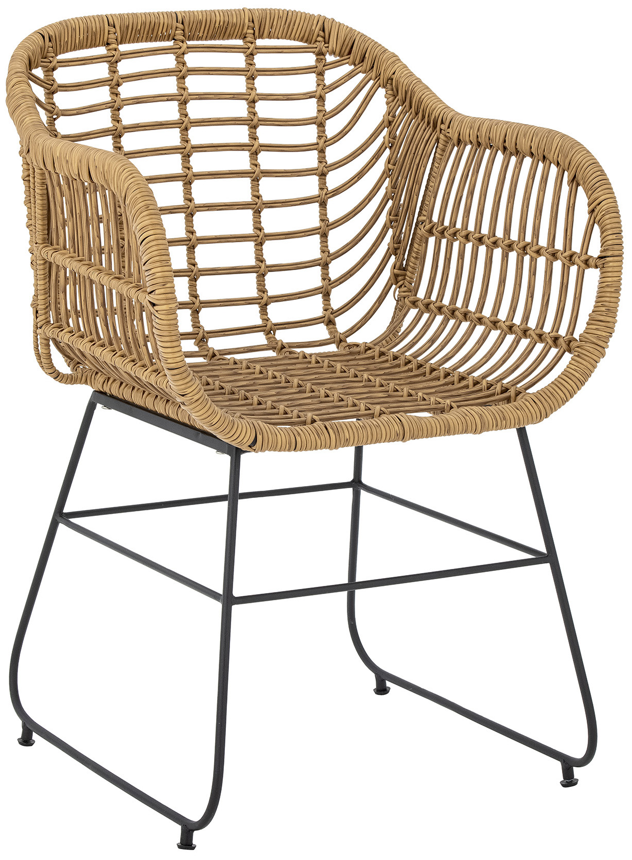 Krzesło ogrodowe z podłokietnikami polirattan naturalny nogi czarne 54x80 cm – obraz-1