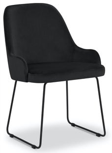 Krzesło welurowe tapicerowane czarne nogi czarne metalowe 55x60 cm – obraz-1