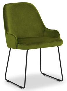 Krzesło welurowe tapicerowane zielone nogi czarne metalowe 55x60 cm – obraz-1