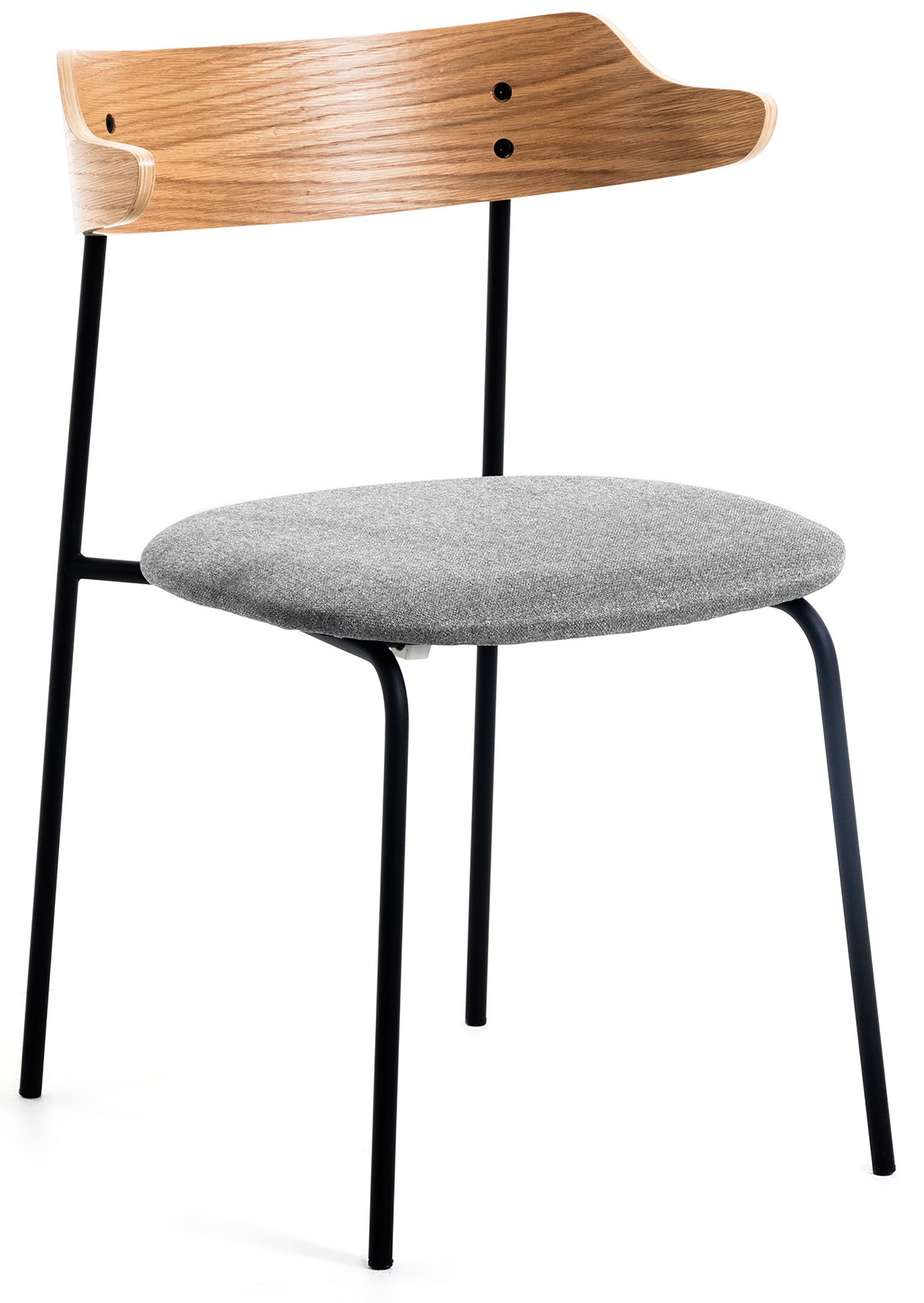 Krzesło szare siedzisko tapicerowane nogi czarne metalowe 52x49 cm – obraz-1
