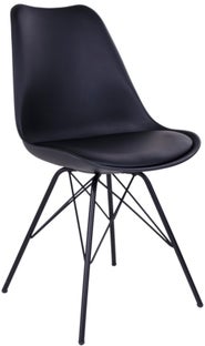 Krzesło z tworzywa sztucznego czarne siedzisko ekoskóra nogi czarne metalowe 48x55 cm – grafika-1.