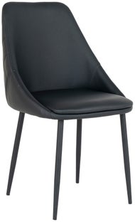 Krzesło tapicerowane eko skóra czarne nogi czarne metalowe 50x50 cm – obraz-1