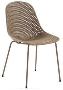 Krzesło z tworzywa sztucznego beżowe nogi metalowe 58x58 cm – obraz-1