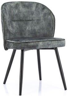 Krzesło welurowe tapicerowane zielone nogi szare metalowe 54x59 cm – obraz-1